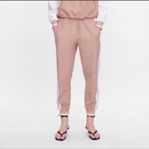 Zara Pink Side Stripe Jogger Pants